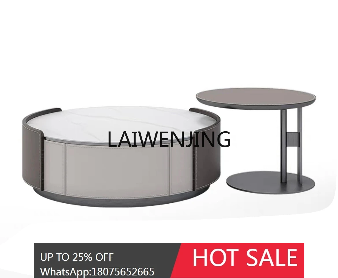 

Italian high-end saddle leather coffee table TV cabinet combination household new small apartment