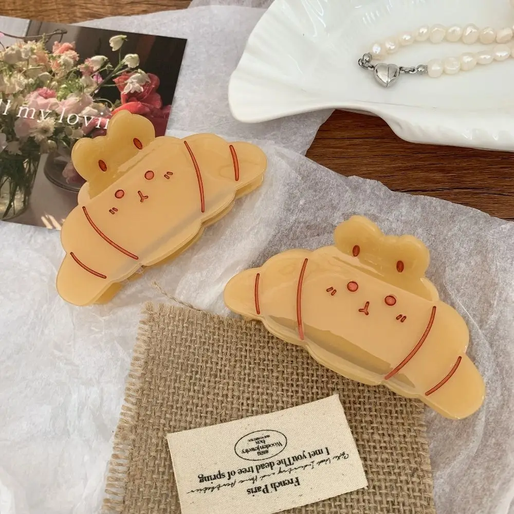 

Korean Style Croissant Hair Claw Funny Headwear French Diamond Crab Clip Coffee Kawaii Acetic Acid Shark Clip Hair Accessories