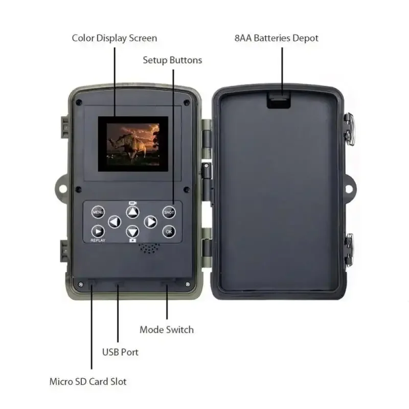 HC801A Trail Hunting Camera With AA Battery 16MP HC801A 1080P IP65 Waterproof Photo Traps 0.3s Trigger Time Wildlife Camera