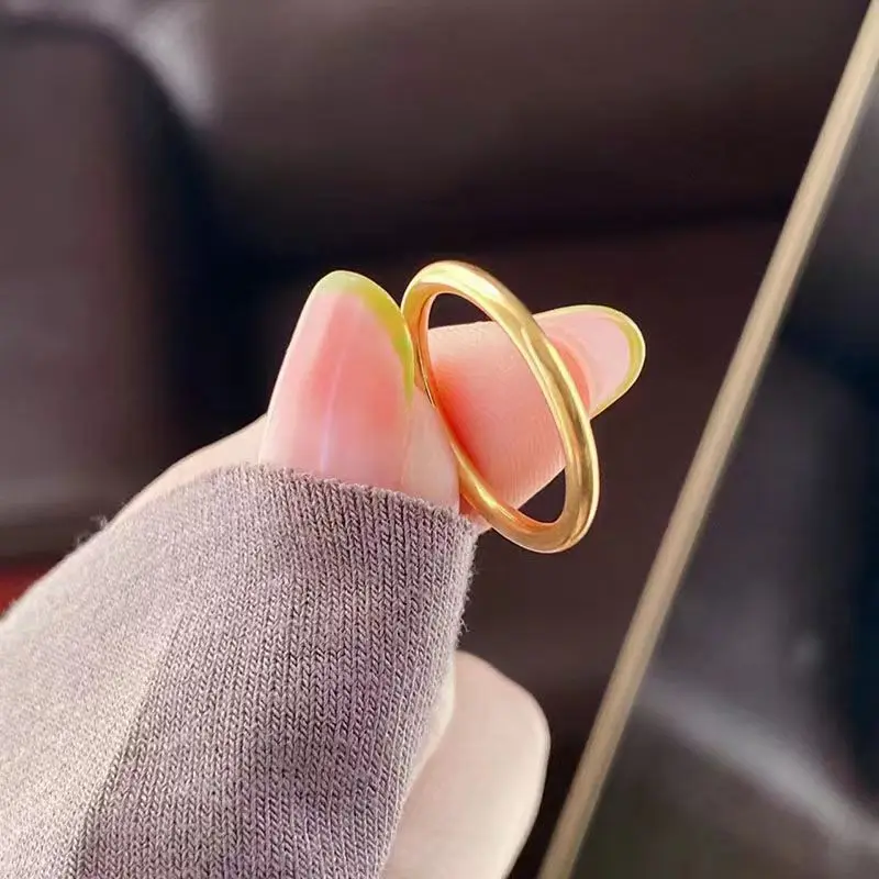 Women's Rounded Thin Gold Rings, Stackable Minimalist Jewelry