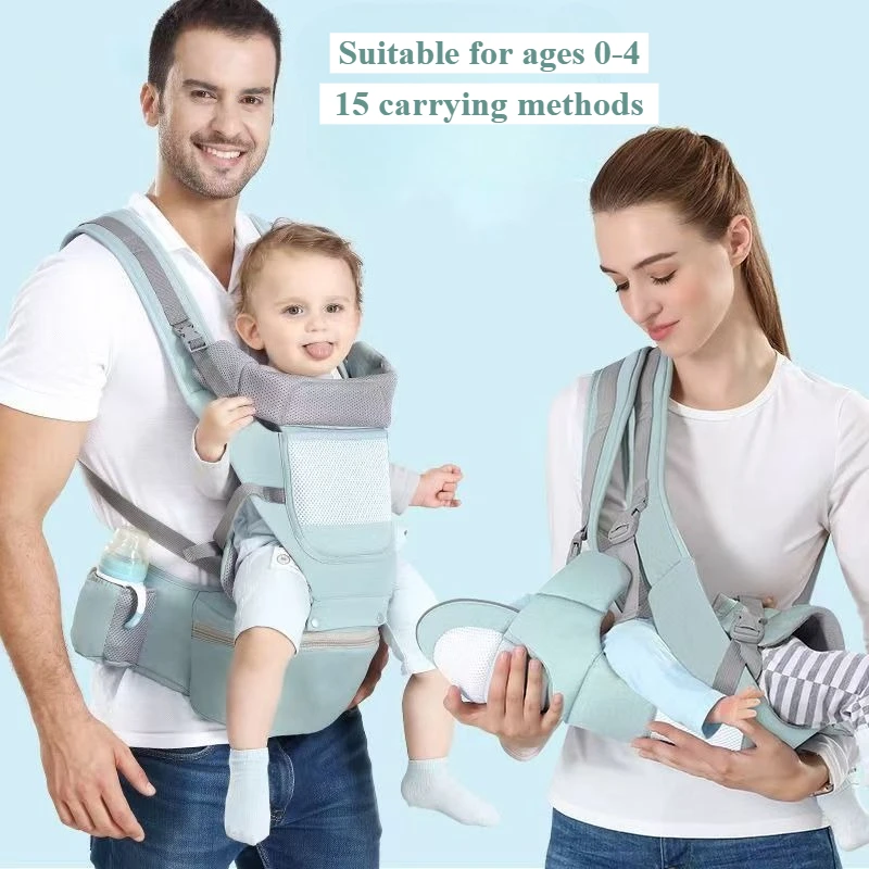 

Adjustable Baby Carrier Waist Stool, Front Back Carry Infant Sling for 0-3 Years