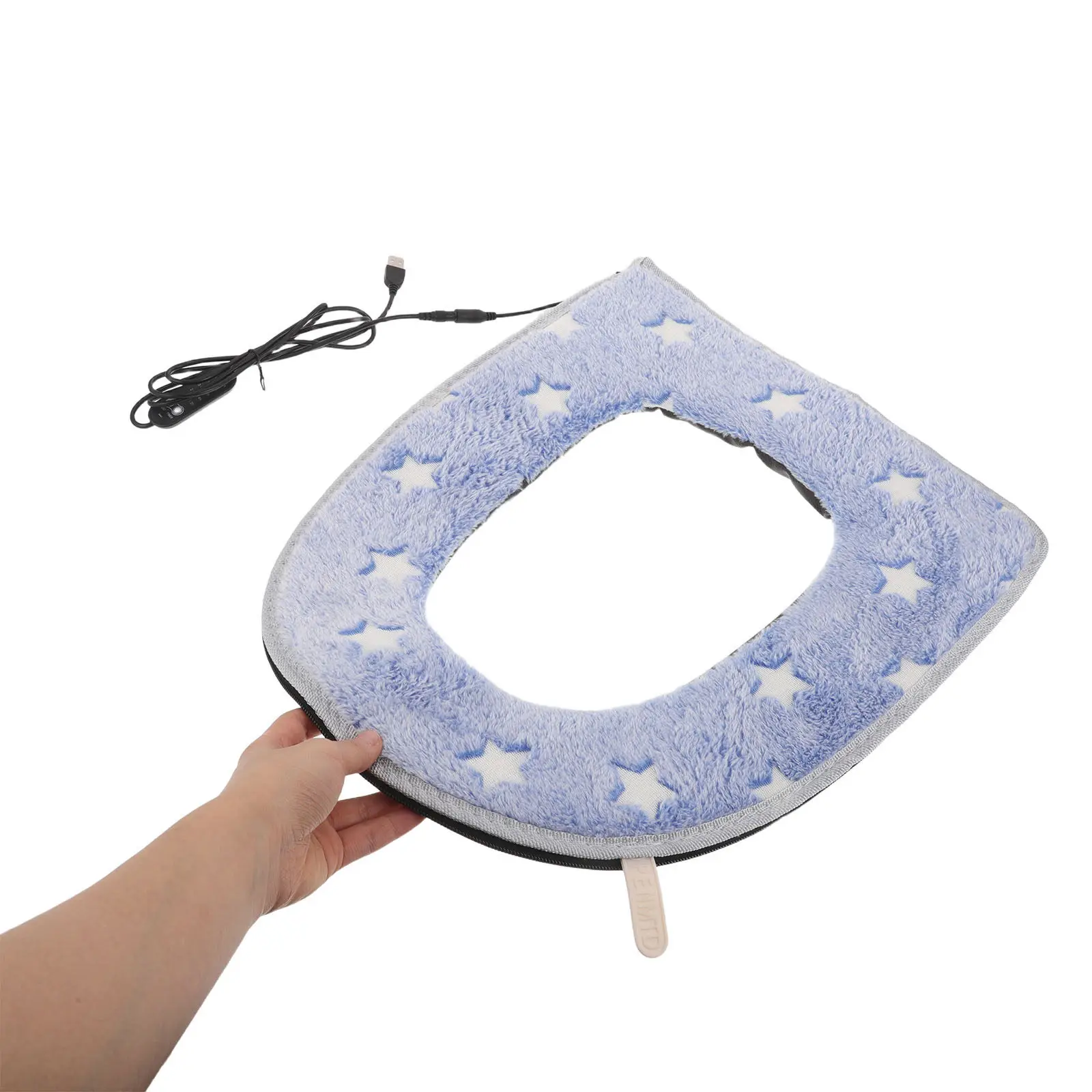 USB Heating Toilet Seat Cover Sky-Blue Soft Cushioned Washable Electric Warmer Pad Luminous Night Glow Safe Heated Toilet Seat