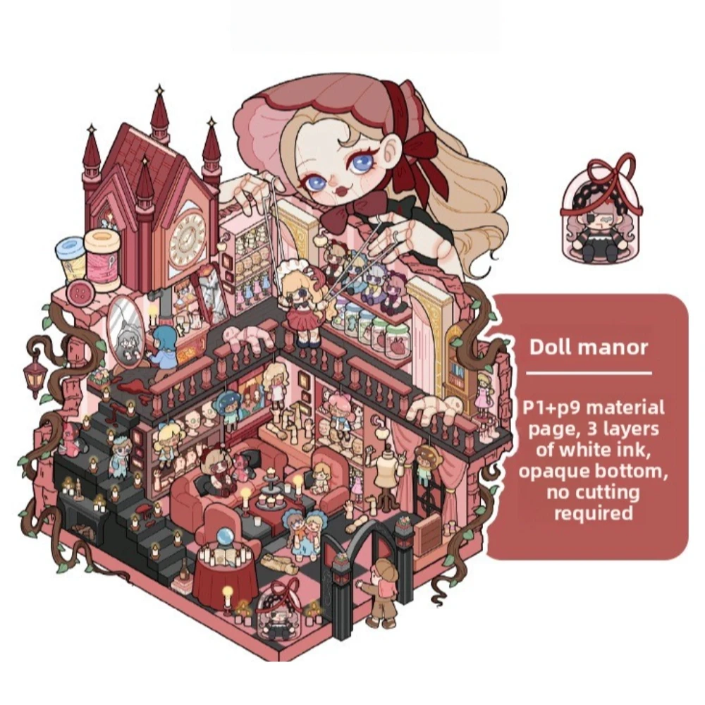 

New Horror Theme 3D Miniature Scene PET 8 Scene 20 Sheets Visual Stacking Sticker DIY Crafts Pocket Sticker Book Holiday Gifts