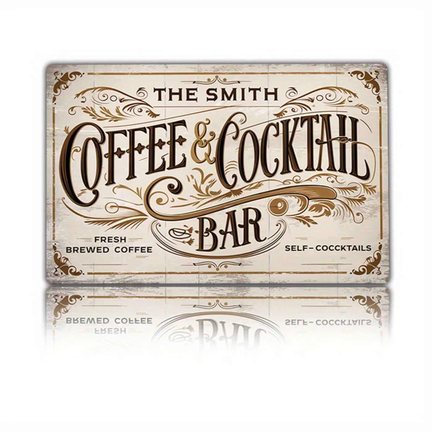 1 Stück personalisiertes Vintage-Kaffee- und Cocktailbar-Metallschild, 20,3 x 30,5 cm, staubdicht und wasserdicht (nur Dekoration)