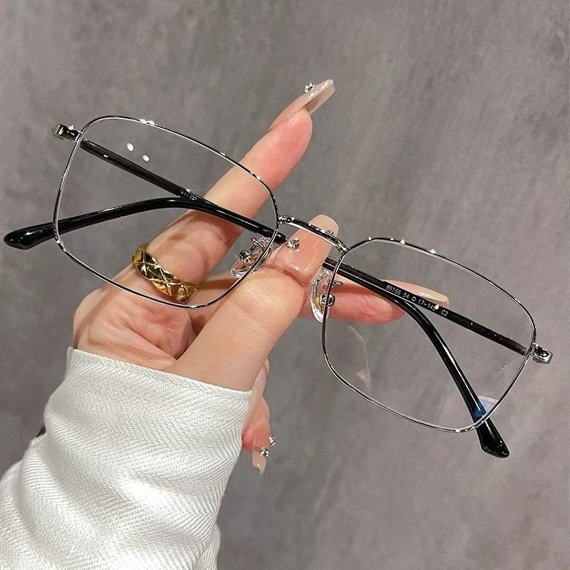 Frauen Vintage Platz Myopie Gläser Männer Business Anti Blau Licht Nahe Anblick Brillen Luxus Metall Rahmen Minus Anblick Brillen