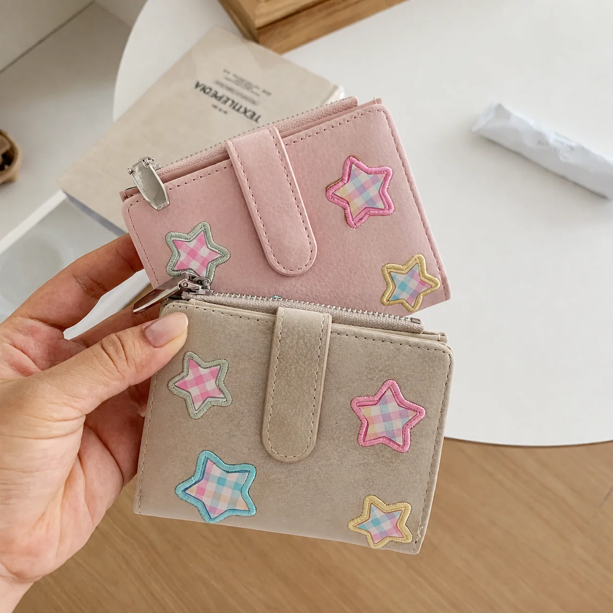 Cash Pocket Wallet Star Embroidered Passport Holder Card Holder Slim Pu Short Wallet For Cards Storage Daily Use Id Document