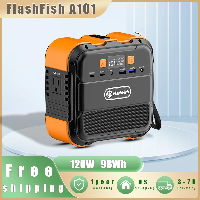 

Flashfish A101 Мини-портативная электростанция 120 Вт Солнечный генератор 98 Втч литиевая батарея Домашнее резервное копирование Открытый кемпинг Мобильная мощность