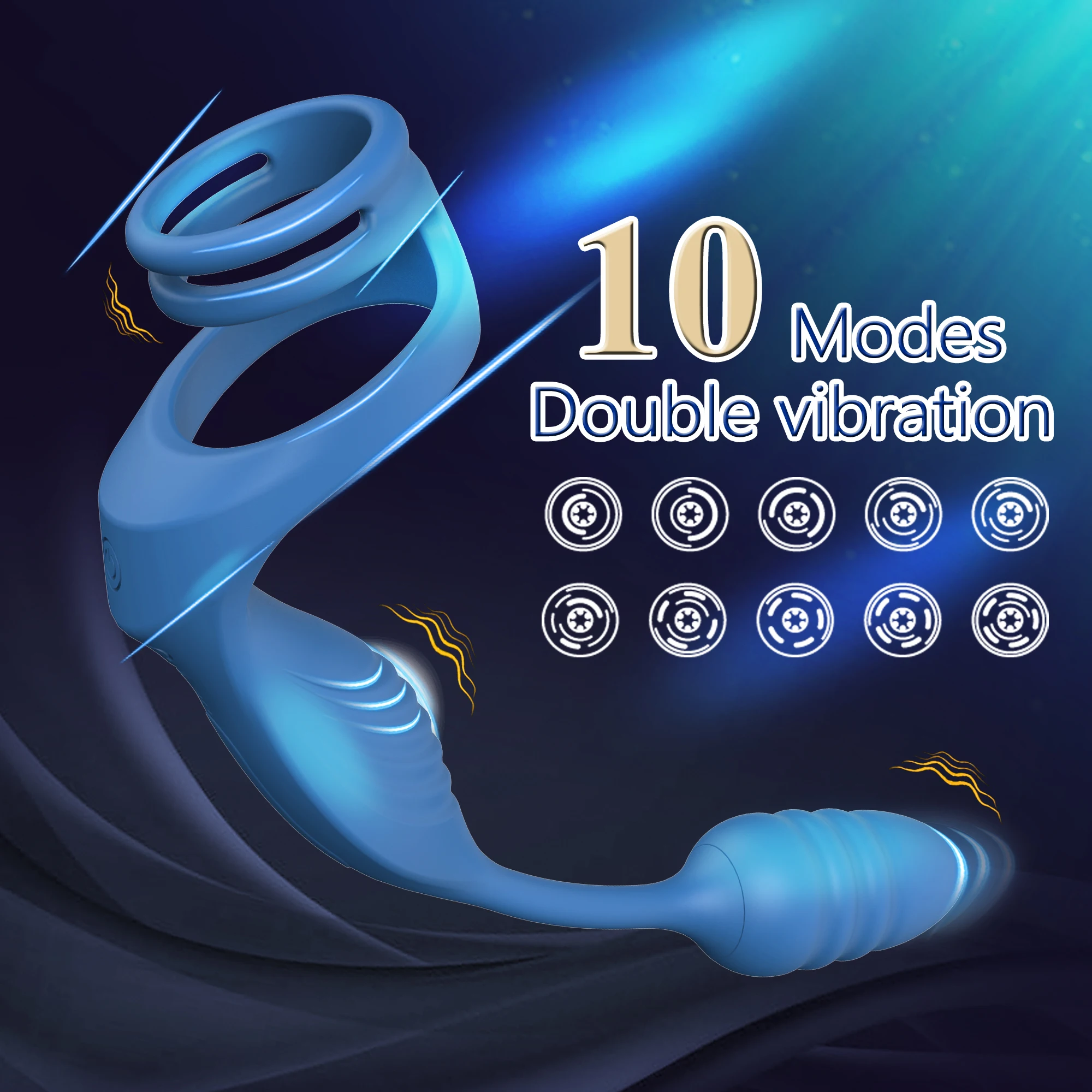 Vibrating Cock Penis Ring with Prostate Anal Butt Plug Vibrator Delayed Ejaculation Sex Toys for Men Testicle Scrotum Massager - view 2