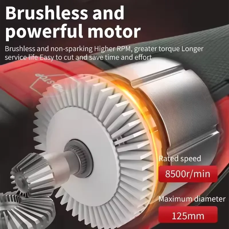 

For Milwaukee 125mm Braking Brushless Angle Grinder M14 Cordless Polishing 3 Gears Variable Speed Cutting Power Tools Batteries