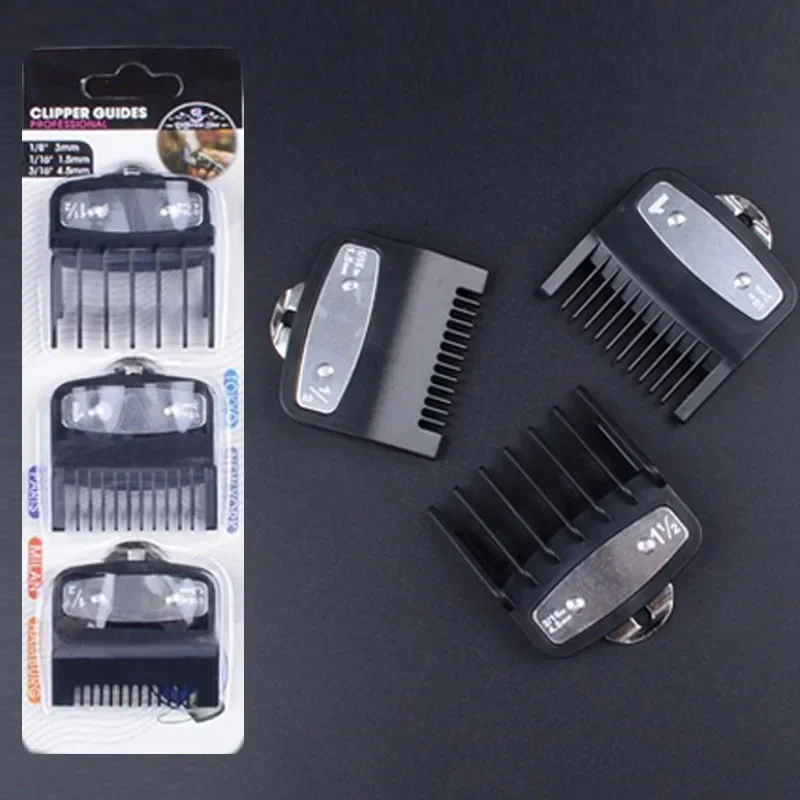 3Pcs Guards Guide Combs Trimmer Cutting Guides Styling Tools Attachment 1.5mm 3mm 4.5mm For Wahl Clipper For Kemei Hair Clipper