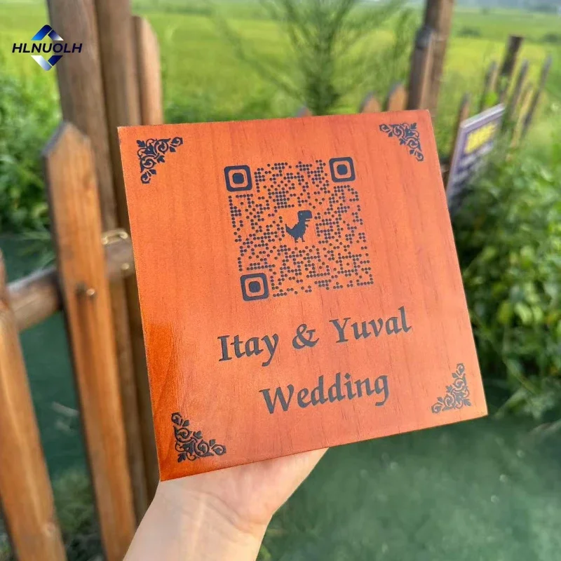 

Custom Wedding Wooden Plaques Block with Network Name Password and Scannable QR Code for Home,Office,Shop,Internet Cafe, Lobby