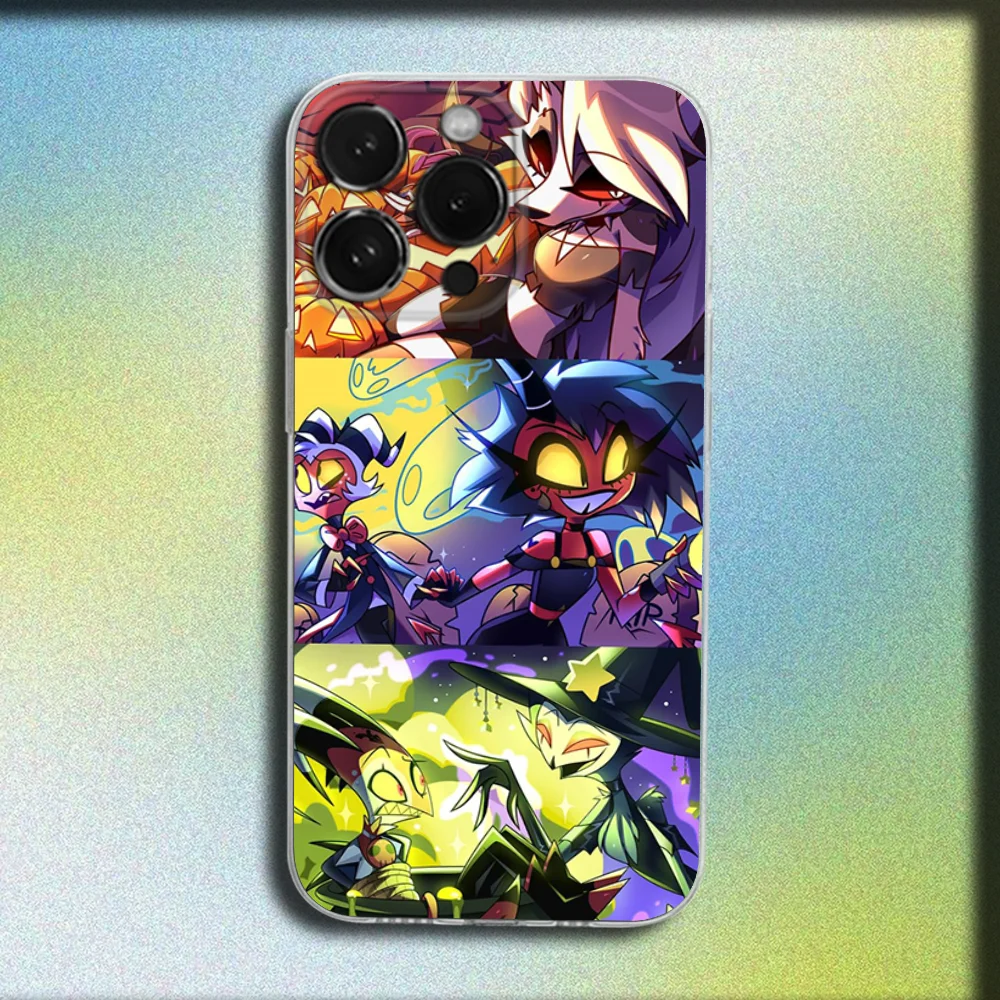 أنيمي الكرتون H-Helluva Boss جراب هاتف آيفون 16,15,14,13,12,11 زائد ، برو ، ماكس ، XR ، XS ، زائد ، E ، غطاء ناعم شفاف صغير