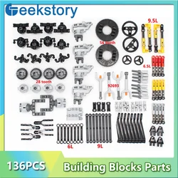 136PCS Suspension Bricks Pneumatic/Gear/Actuator/Connecting Shaft Combinations Set MOC DIY  Technology Building Blocks Toy Parts