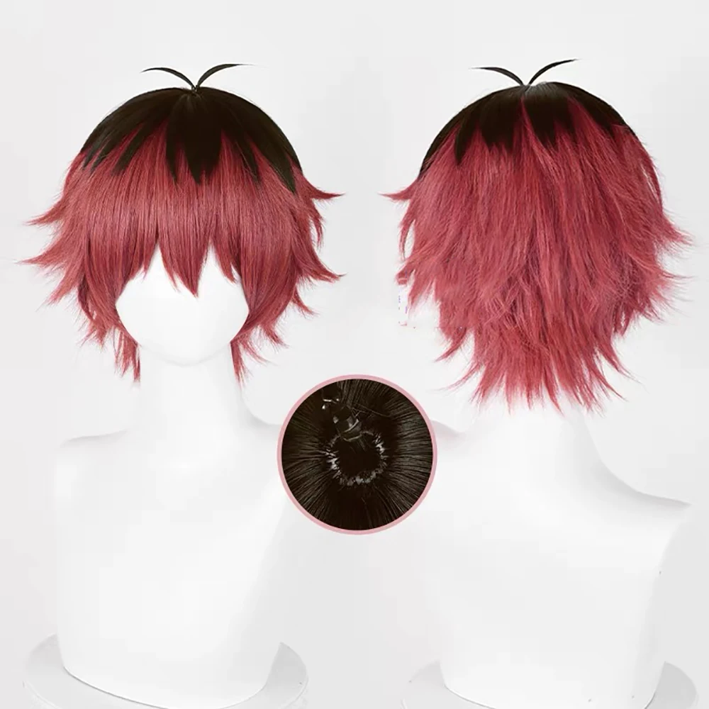 HAIRJOY Synthetic Hair Frieren Beyond Journey's End Stark Cosplay Wig Black Red Costumes Anime Wig Rose Net
