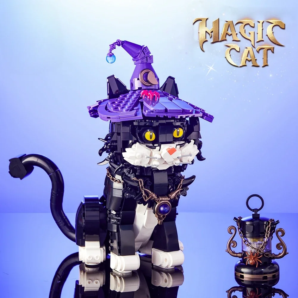 

MOC Magic Cat Building Blocks глаза могут менять цвет, чтобы собрать креативные модели, чтобы собрать кирпичи в качестве подарков для взрослых и детей.