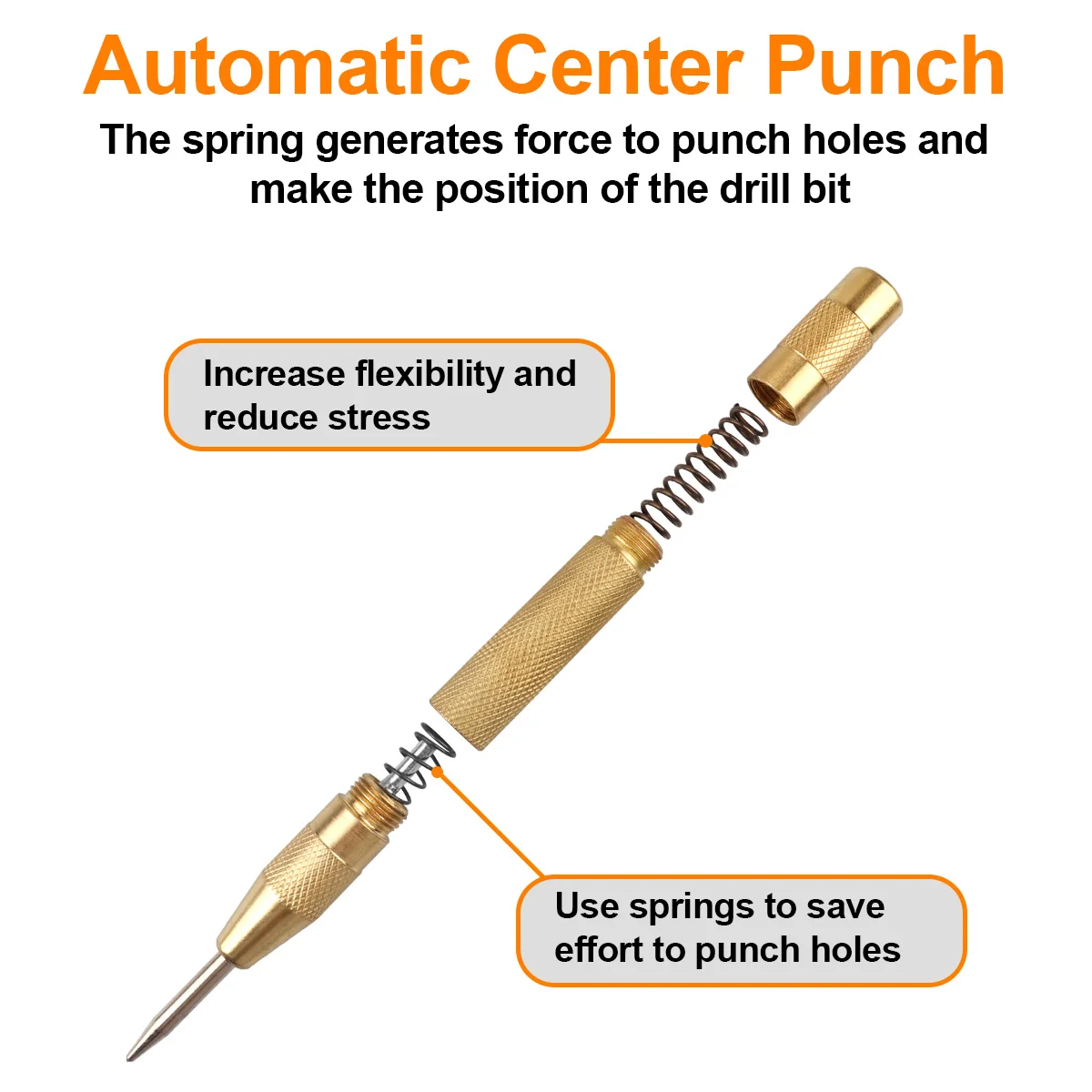 Tungsten Carbide Tip Scriber Tool Metal Engraving Pen, Alloy Marker Pen with Clip,Brass Automatic Center Punch Hand Tools