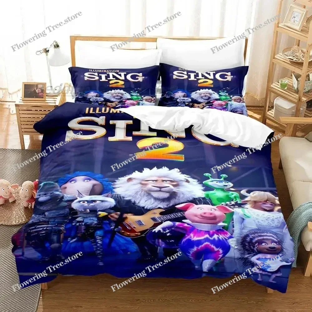

New Sing 2 Bedding Set Single Twin Full Queen King Size Bed Set Aldult Kid Bedroom Duvetcover Sets 3D Print Kawaii Aniem 2025029