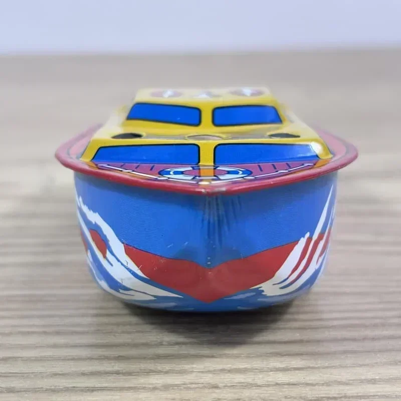 

[Funny] Adult Collection Retro Wind up toy Metal Tin The steam boat Ship Mechanical toy Clockwork toy figures model kids gift