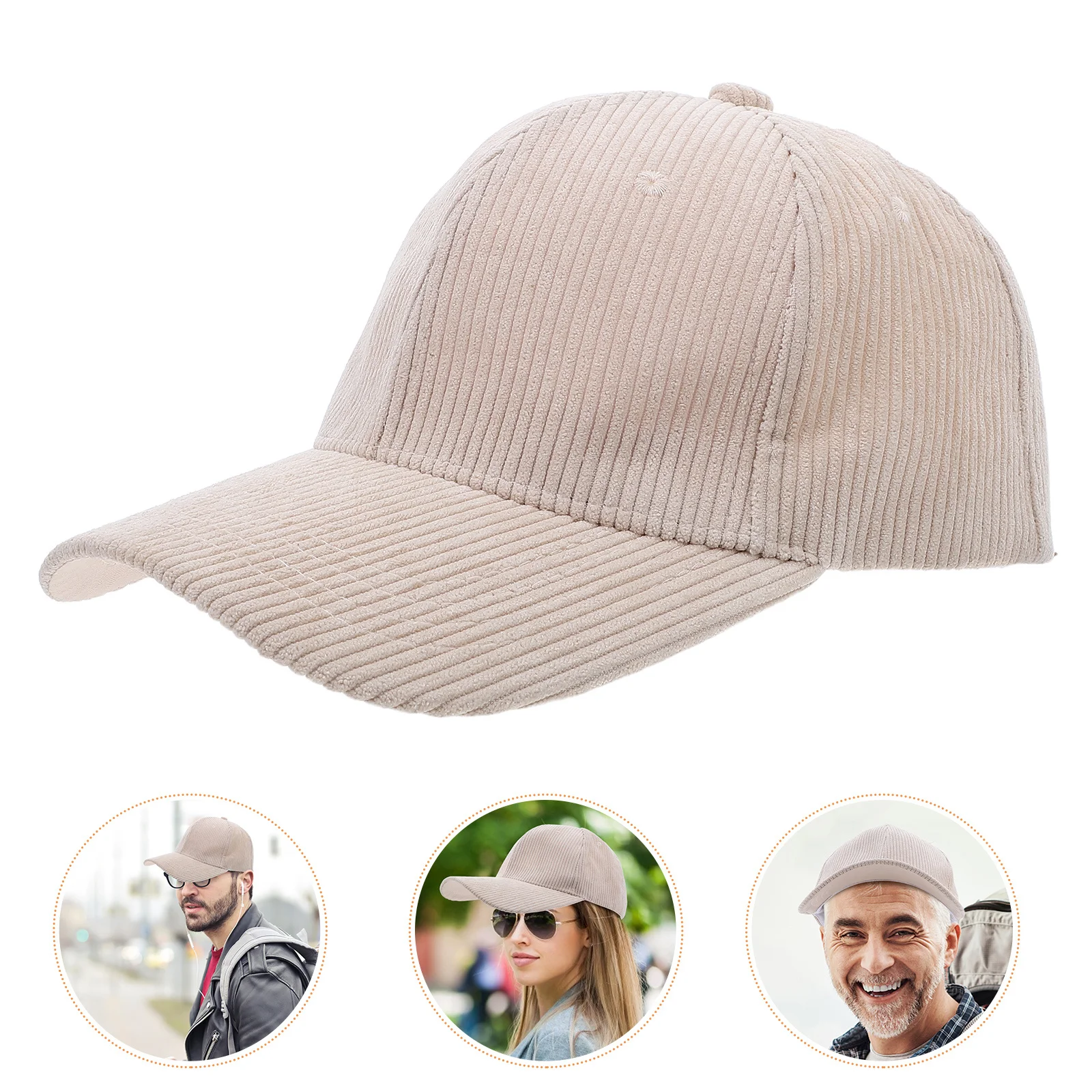 

1Pcs Corduroy Baseball Peaked Cap Beige Breathable Outdoor Sun Block Hat Adjustable Casual Travel Hat Baseball Cap