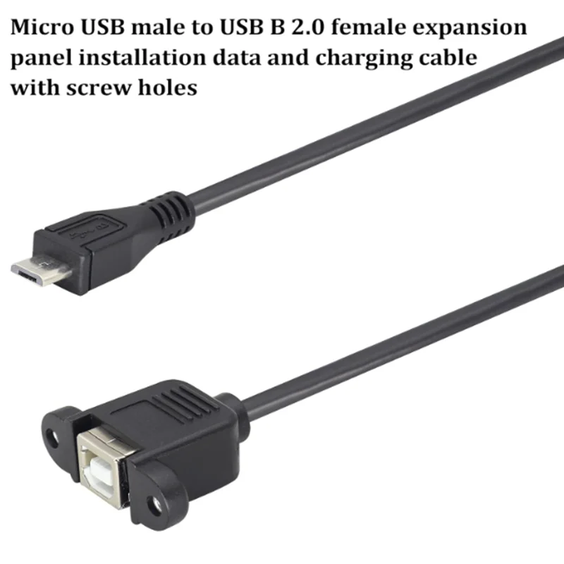 Micro USB Male to US-B B Femle Data Charging Adapter Cable  Type B 2.0 Female Extension Panel Mount Ca-ble with Screws 0.3m 0.5m