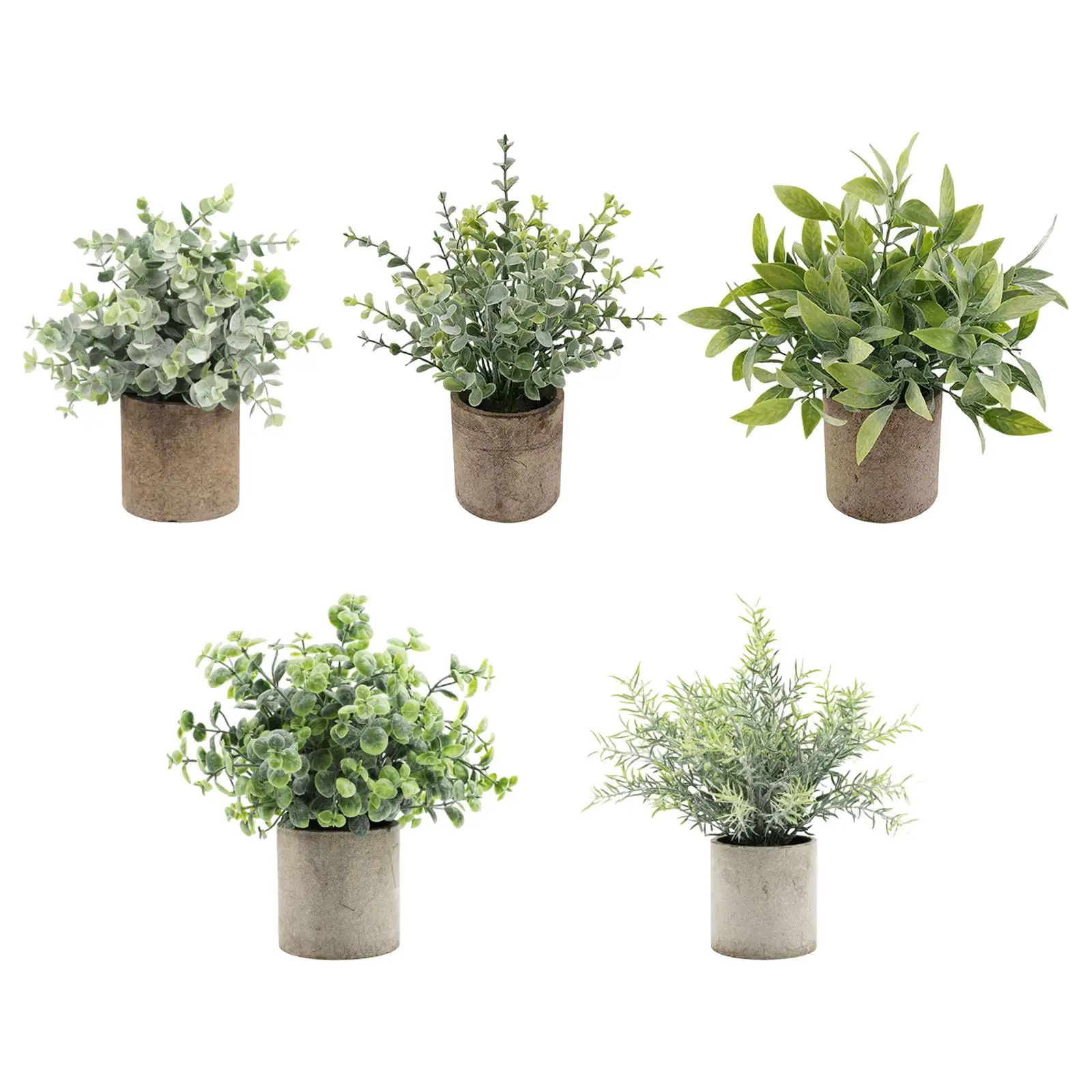 Artificial Potted Plant in Gray Pot Plastic Small Potted Plants for Bathroom