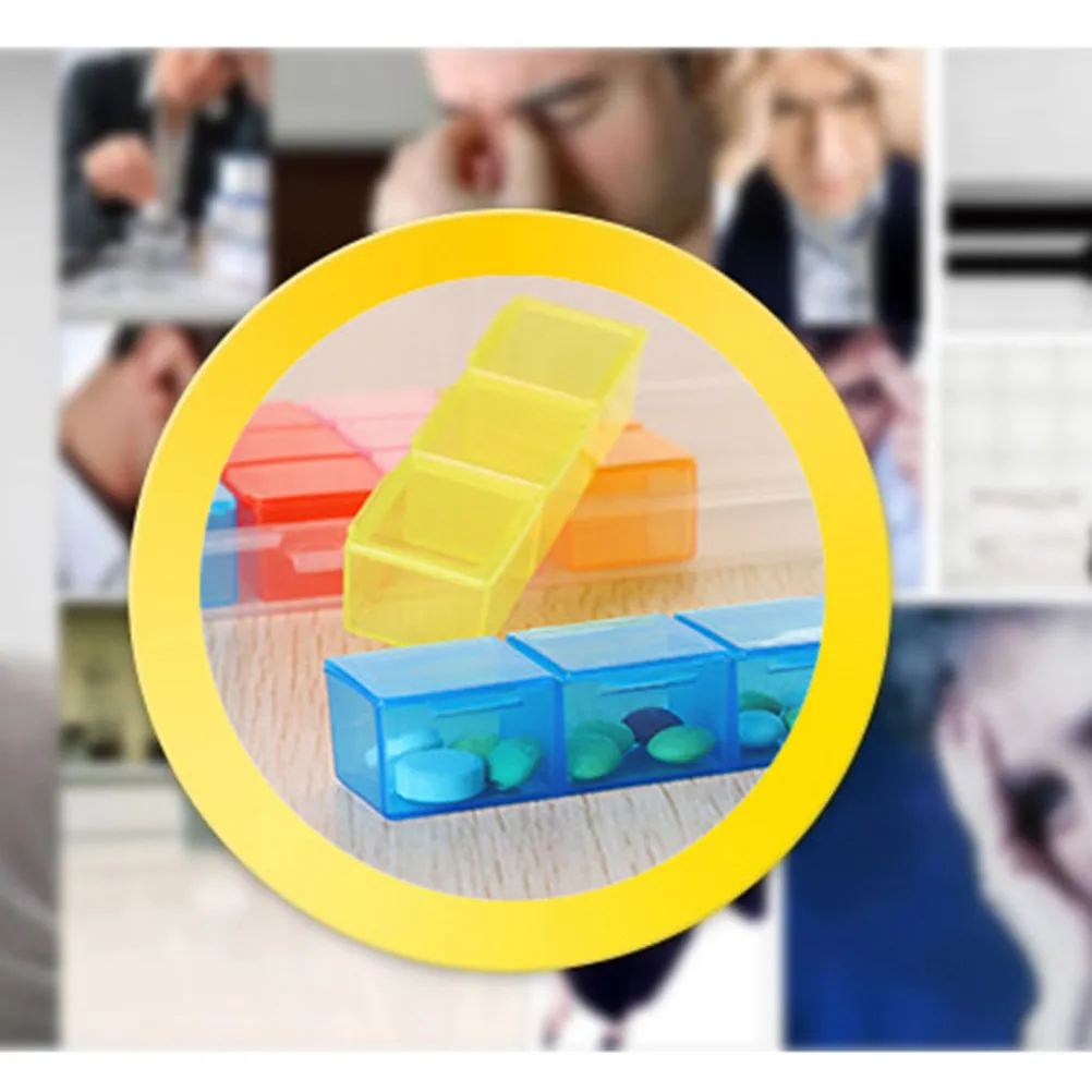2Pcs Colorful Medicine Box 7 Days 21 Compartments Detachable Organizer Large Letters Easy-Read Labels Family Daily Pill Storage