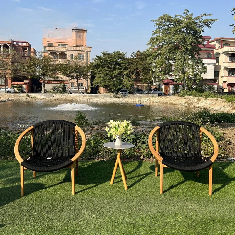Nordic solid wood outdoor leisure rope sofa chair