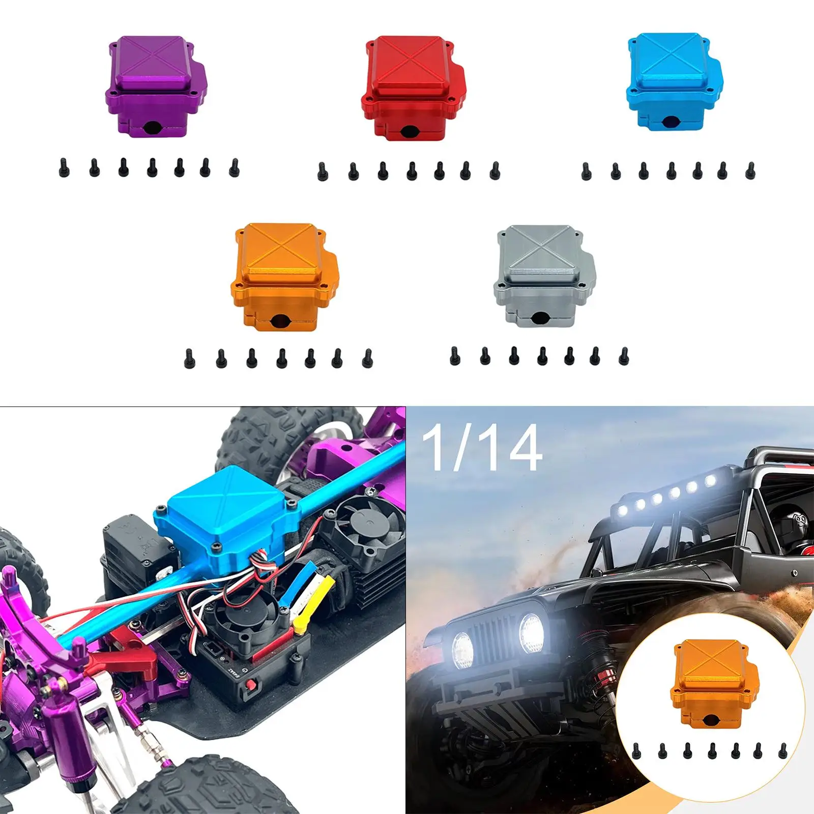 

Коробка приемника ESC, аксессуары, запасные части, обновленный алюминиевый сплав для легкого профессионального масштаба 1/14