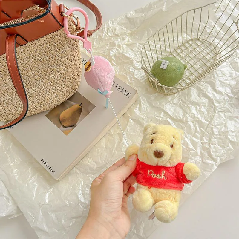 Kawaii Disney Pooh Bear Piglet Plush Toy Backpack Pendant Cute Cartoon Keychain Decoration Couple Friend Birthday Christmas Gift