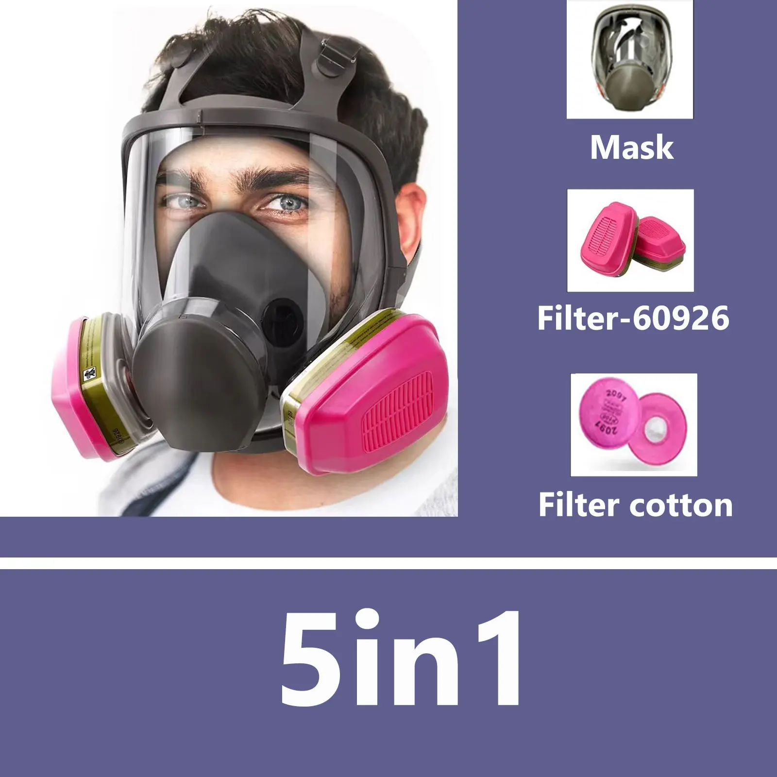 6800 Full Face Respirator Gas Paint Spray Mask with 60926 Cartridge for Painting Car Spray Epoxy Resin Dust Polishing Welding
