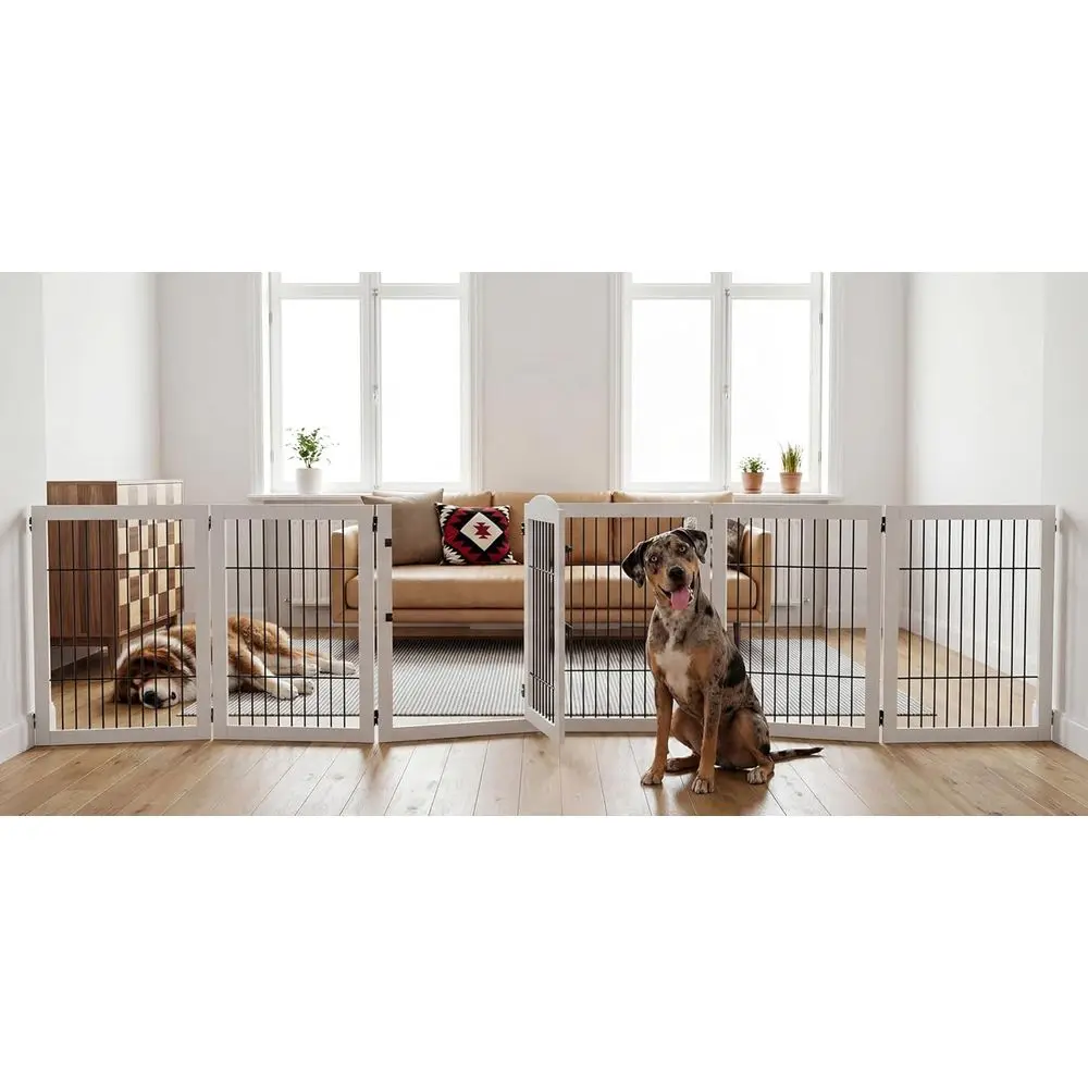 

Extra Wide 133-Inch Indoor Dog Gate, 31.5-Inch Tall, 6-Panel Freestanding with Door, Suitable for Doorways, Stairs, and Playpens