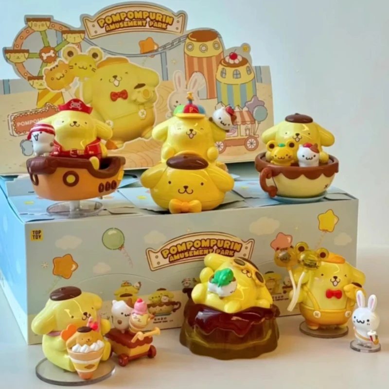 Echte Sanrio PomPomPurin Pretpark Series Blind Box Schattige popcollectie Desktop Ornament Modetrend Cadeau