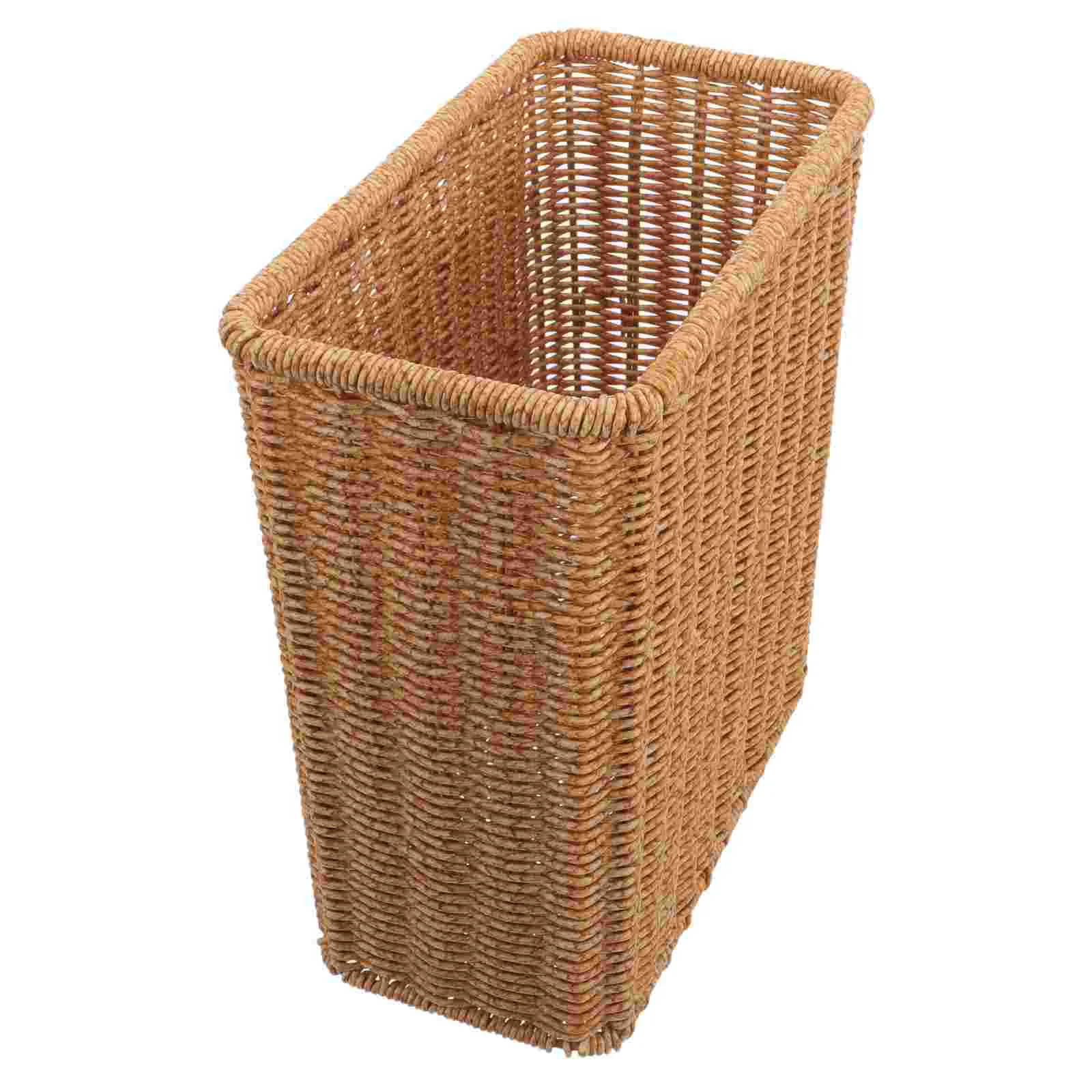 

1 PCS Nordic Style Trash Can Woven Waste Home Kitchen Narrow Space Paper Slender Storage Woven Rustic Style Sundries Basket