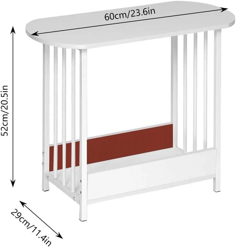 طاولة جانبية ضيقة بيضاوية الشكل من طبقتين من BonChoice لغرفة المعيشة، طاولة نهائية مع مساحة تخزين، 60 × 29 × 52 سم #6