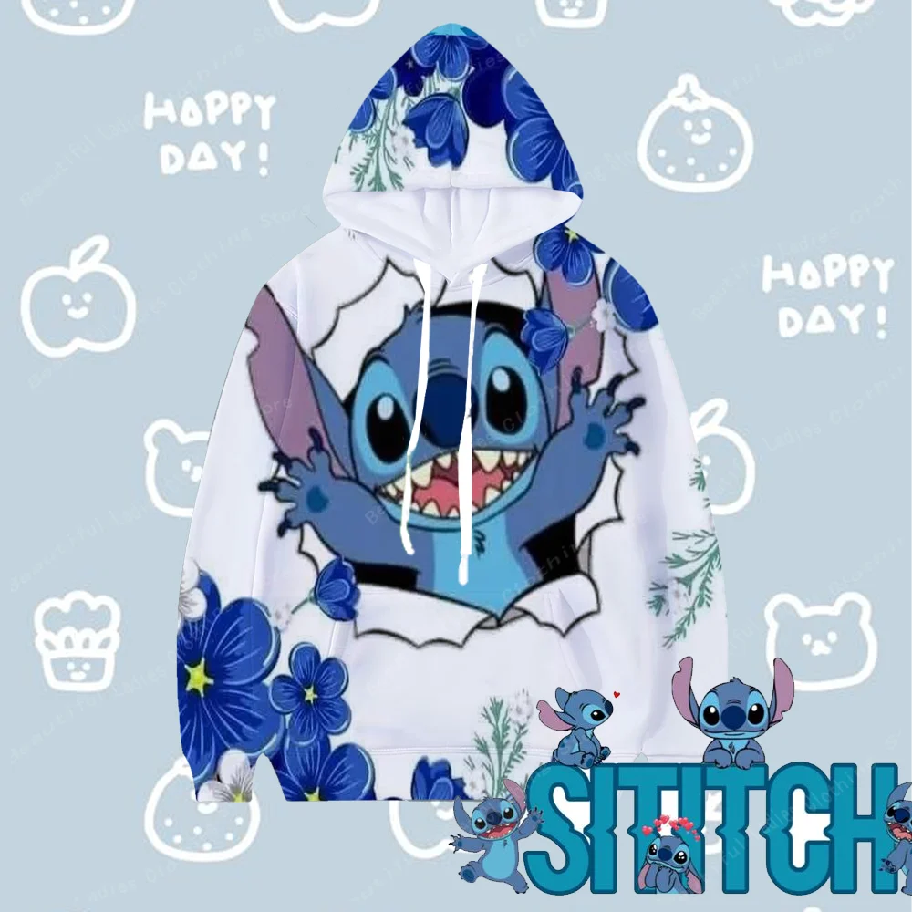 Stitch Cartoon Print Hoodies Women Hooddie Sweatshirt With  Winter And Autumn Causal Women's Oversized Clothing