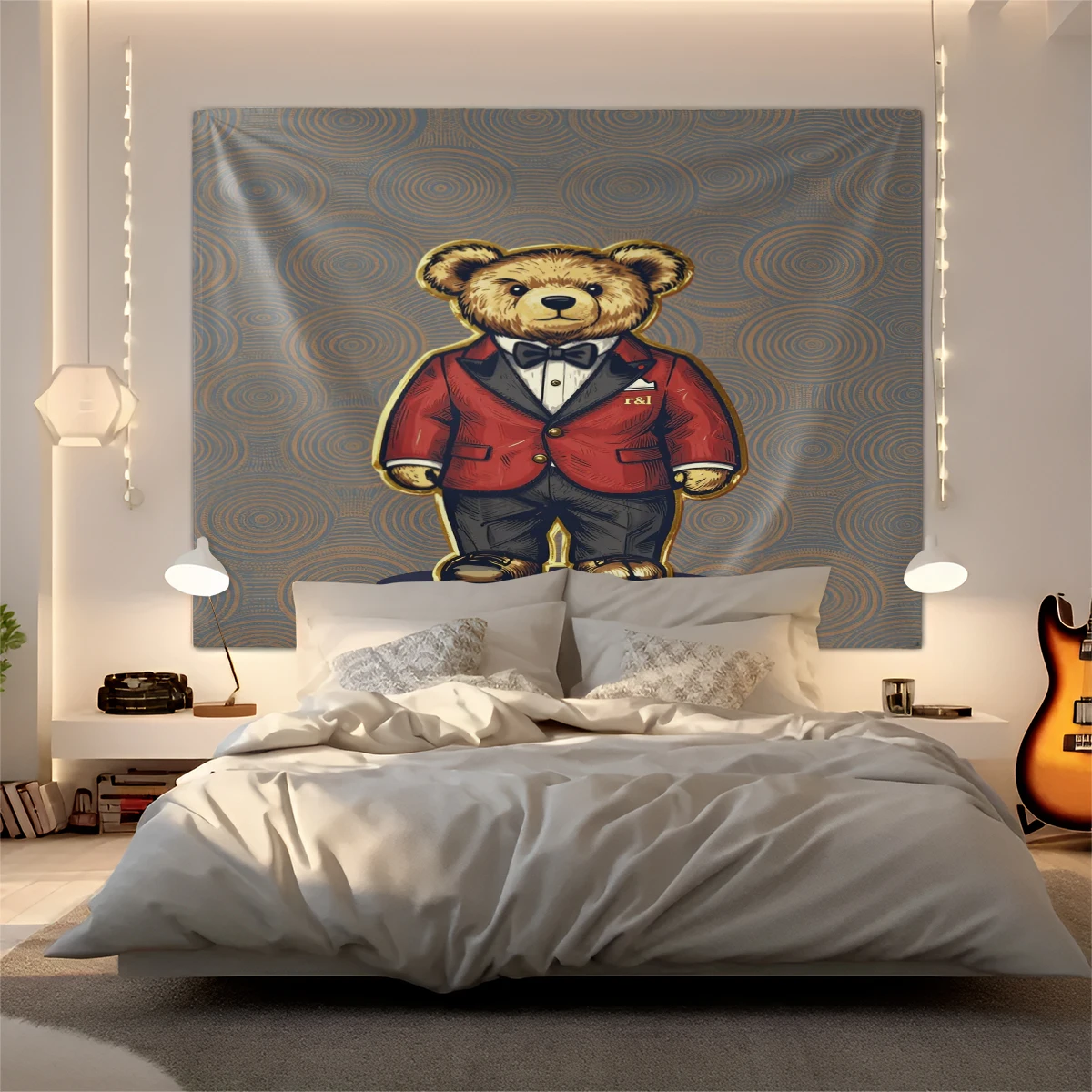 

Премиальный гобелен с медведем-поло, модный, универсальный, устойчивый к выцветанию, подвесной настенный декор, подходит для спальни, офиса, кофейни в винтажном стиле