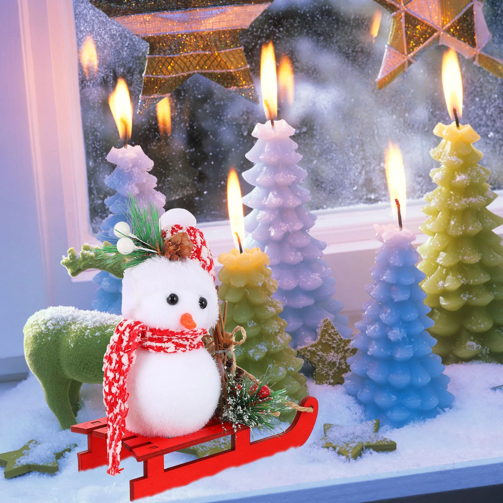 

1Pcs Snowman Ornament Xmas Themed Decor Mini Christmas Statue Charming Home Desktop Adornment Christmas Party Gift