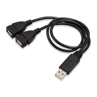 High Quality USB 2.0 Cable USB Double Splitter Adapter Cable One To Two Female To USB 2 Male Power Extension Data Cables 15-30cm