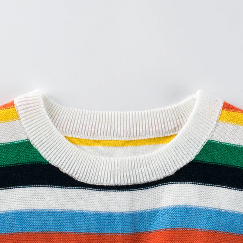 2023 Spring Autumn Children\'s Sweater for Boys Clothes 100% Cotton Stripe Girls Knitwear Casual Sport Sweaters