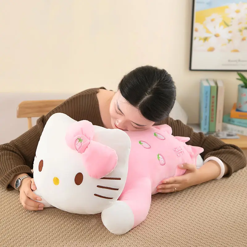 2024 New Kawaii Hello Kitty Plush Toy Stuffed Animal Pillow KT cat Doll Children Plushies Home Decoration Girls Birthday Gift