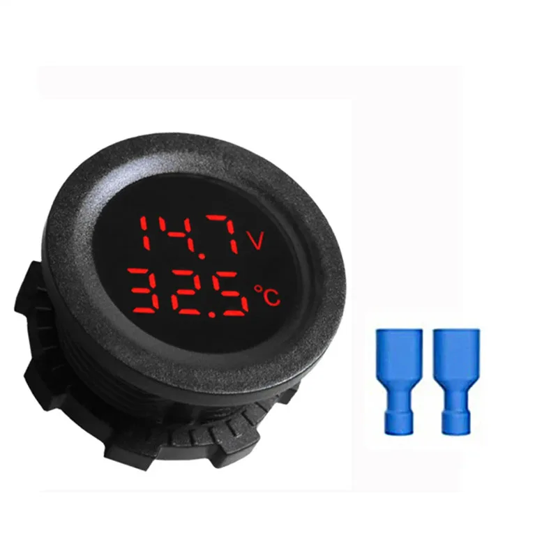 

12-24V Car Temperature Voltmeter Auto Voltage Meter Display Digital Measurement for Car Motorcycle Boat Thermometer