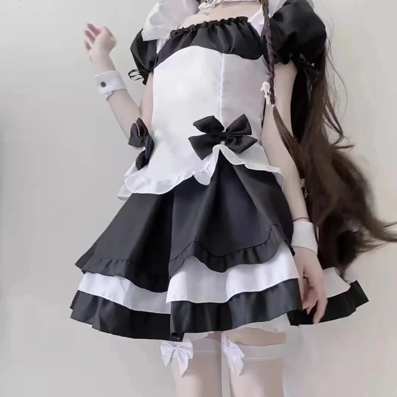 Anime Black and White Lolita Maid Costumes Women Lovely Maid Cosplay Costumes Vestido Animation Show Dress Clothes Maid Cosplay