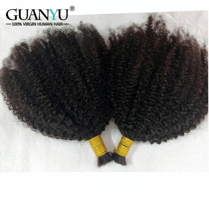 Afro Kinky Curly Human Hair Bulk Micro Braiding Hair Weaving No Weft Kinky Curly Human Hair Bundles Extensions 2Pcs