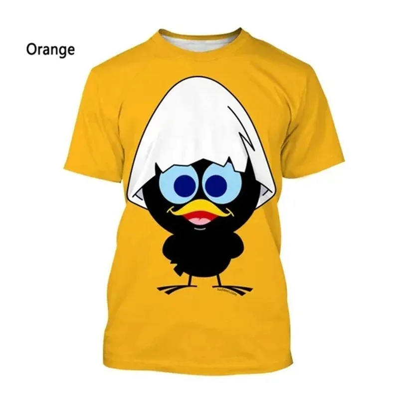 2024  Anime Calimero Graphic T Shirts Cute Little Black Chicken 3D Print T Shirt For Men Clothes Casual Kids T-Shirt Women Top