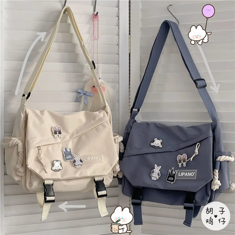 Bolsas femininas bolsas 2025 grande capacidade ombro único masculino bolsas japonês harajuku carteiro estudante mensageiro saco crossbody