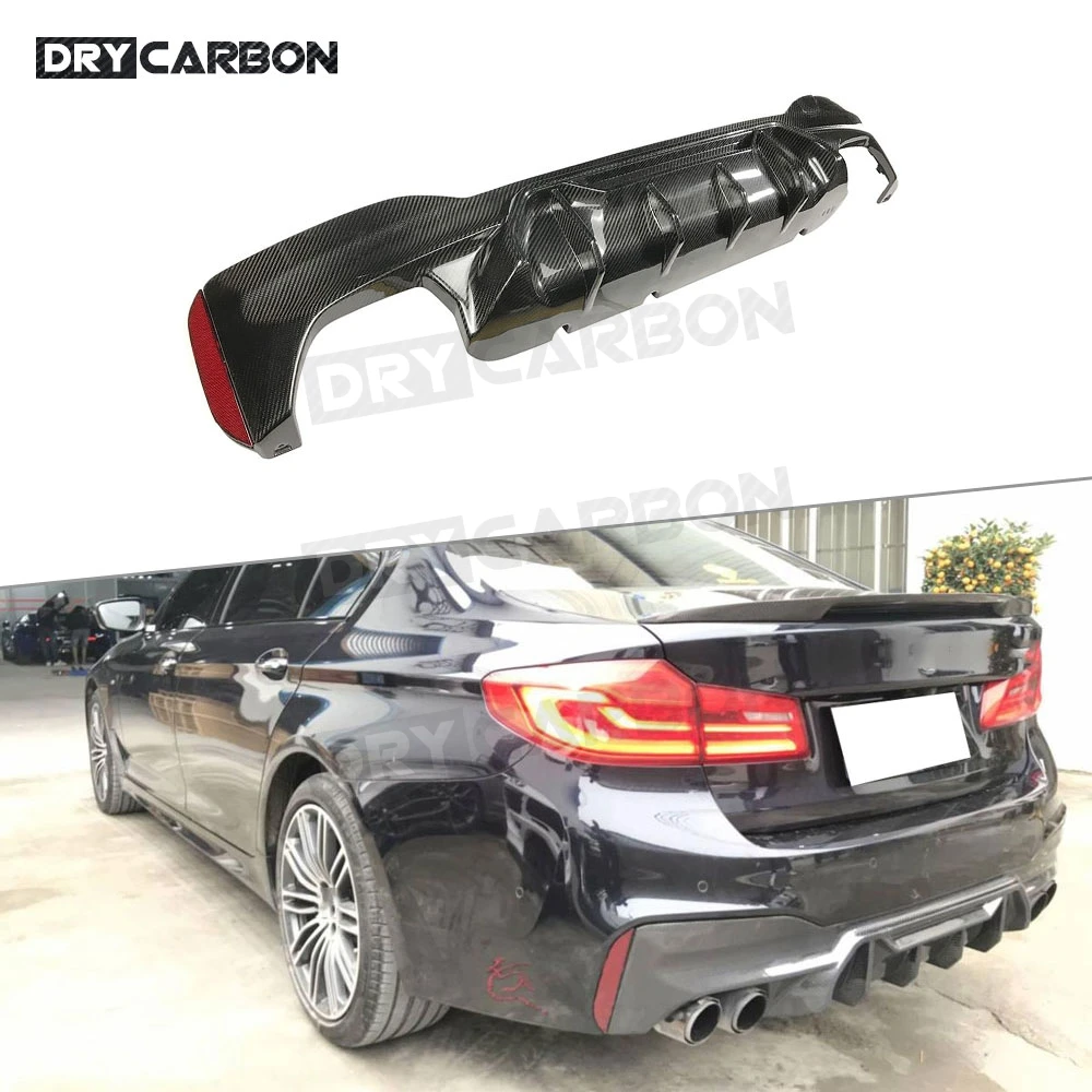 

For 5 Series Dry Carbon Fiber / FRP Rear Bumper Lip Diffuser For BMW G30 G38 M Sport 2017-2023 M Style Fins Shark Lip Protector