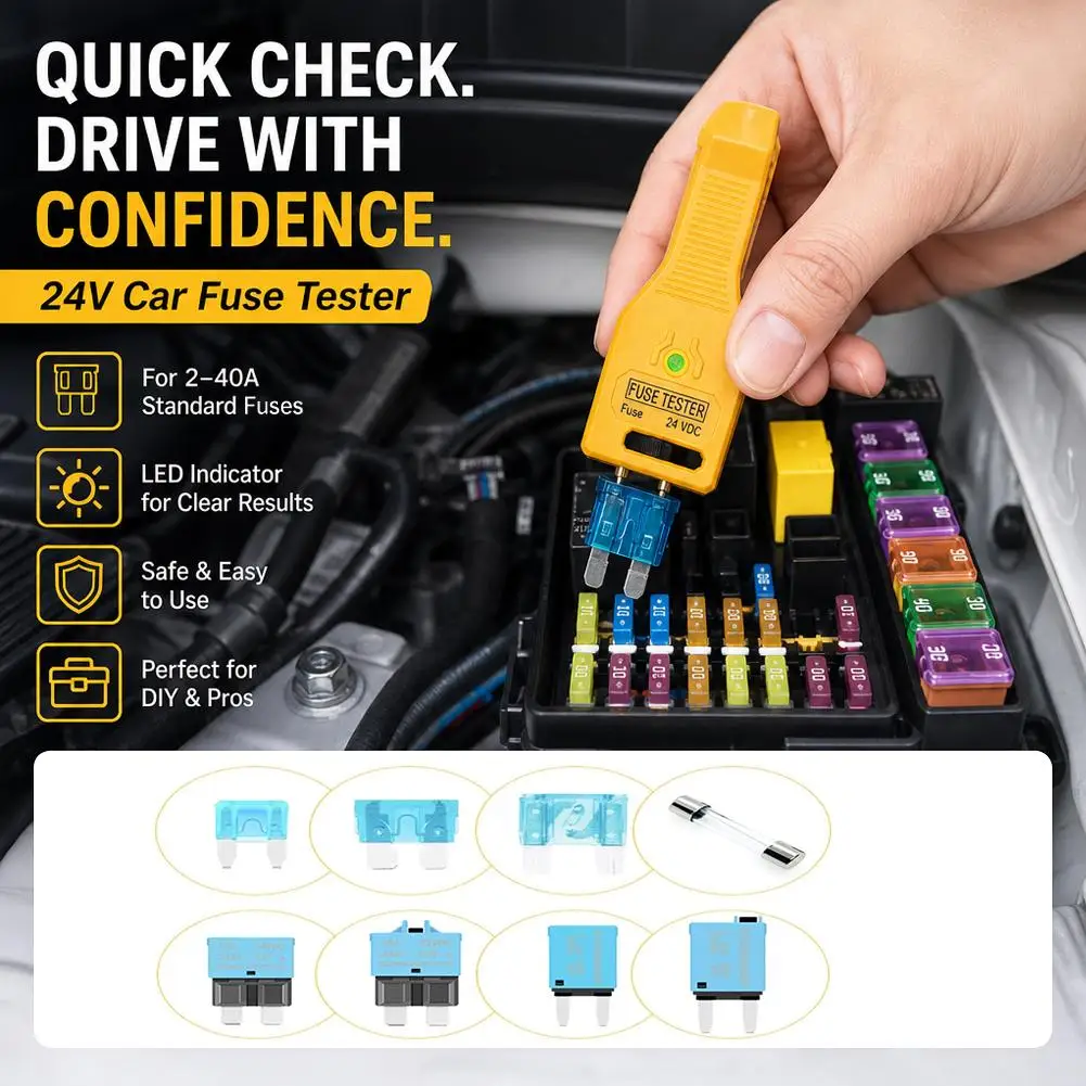 DC 24V Automotive Blade Fuses Tester and Puller Check for Circuit Breakers for Car ATR ATO/ATC ATM Reset Fuse Removal Tool view 4