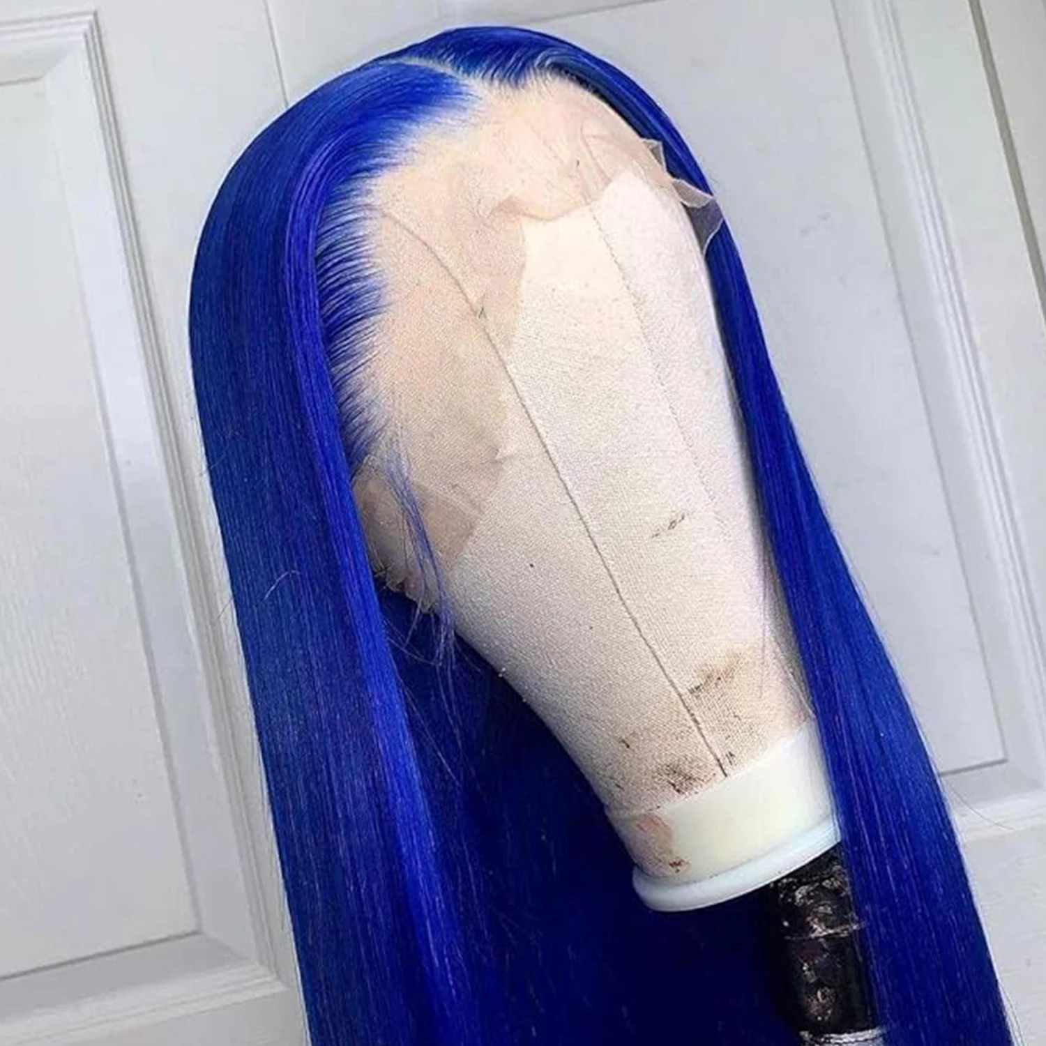 Parrucche anteriori in pizzo 13 × 4 Parrucca blu lunga e setosa Linea sottile naturale Parrucche blu Uso quotidiano Parrucche colorate per capelli umani Cosplay per le donne