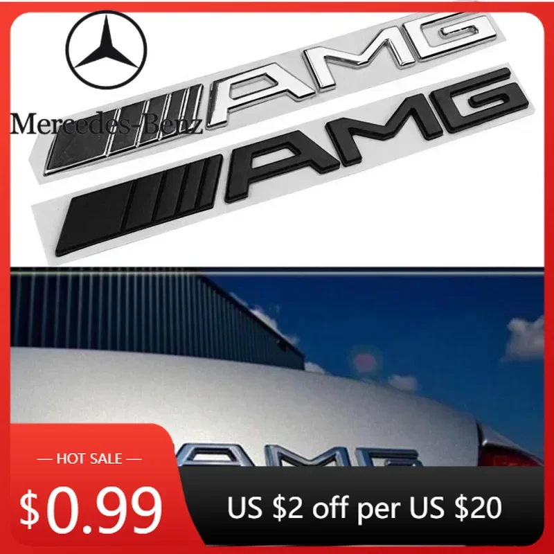 

Car Sticker 1Pcs AMG Letters Sticker ABS Car Rear Trunk Emblem For Mercedes Benz AMG A B C E G CLA C63 C63S E53 GT SLK W176 W20