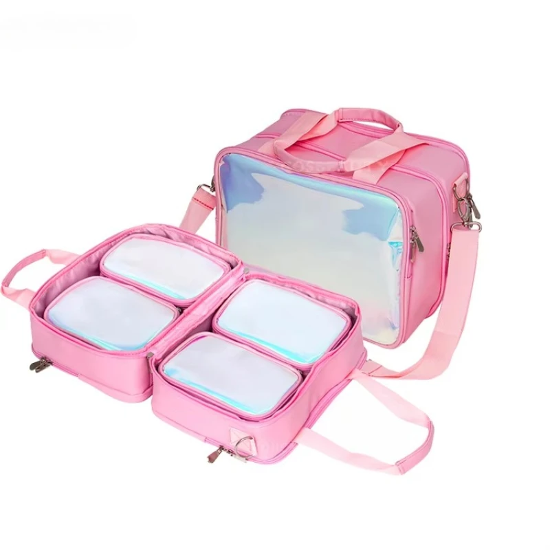 

Soft pink large cosmetic bag, elegant and spacious waterproof cosmetic bag